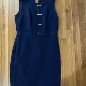 Ann Taylor Navy Mini Dress with Gold Accents